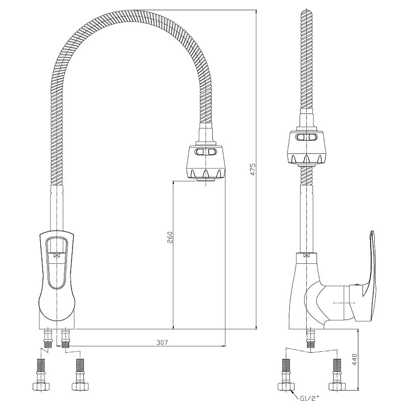 Смеситель Rossinka T40-26 для кухни с гибким изливом Смеситель Rossinka T40-26 для кухни с гибким изливом