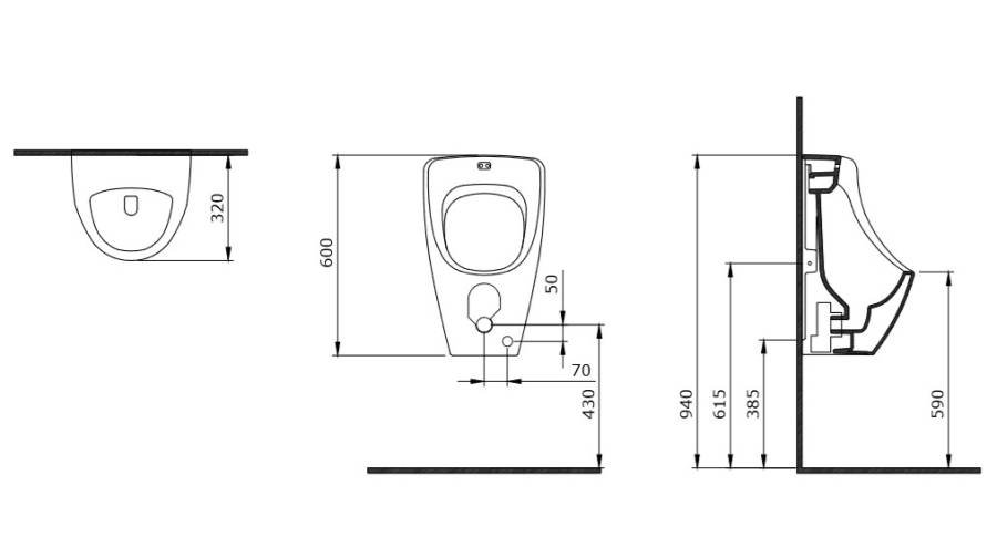 Писсуар подвесной Bocchi Taormina Arch наружный подвод воды 1383-004-0130 матовый черный Писсуар подвесной Bocchi Taormina Arch наружный подвод воды 1383-004-0130 матовый черный