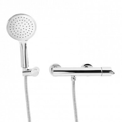 LEAF-D-L-01 Смеситель для душа однорычажный в комплекте с ручным душем, шлангом и держателем, исполнение Хром