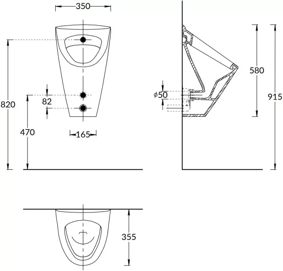 Писсуар PRO подвесной с крепежом, белый глянцевый Писсуар PRO подвесной с крепежом, белый глянцевый