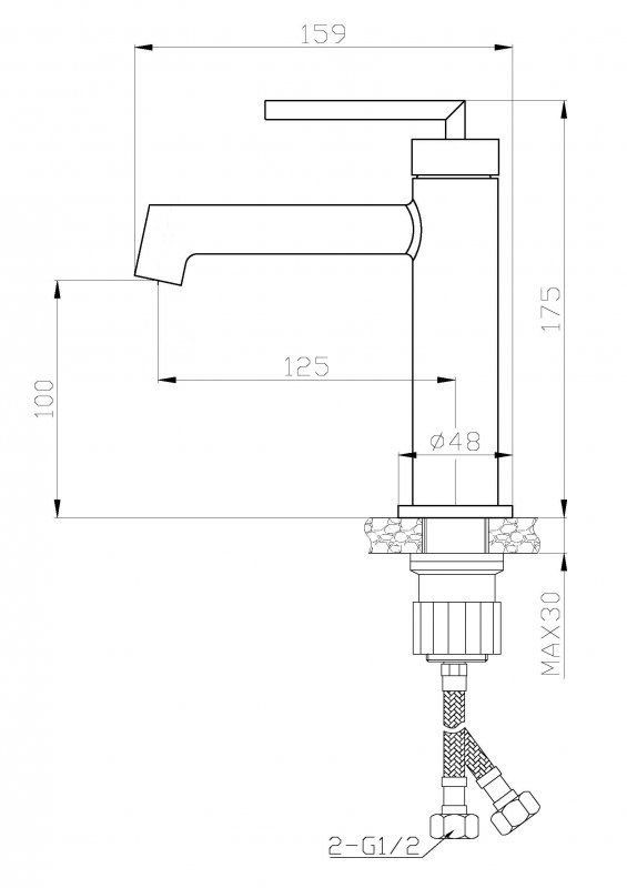 ACQUA Смеситель для раковины без донного клапана, хром ACQUA-LVM-CRM ACQUA Смеситель для раковины без донного клапана, хром ACQUA-LVM-CRM