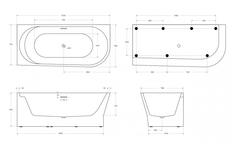 Акриловая ванна BELBAGNO BB410-1700-780-L Акриловая ванна BELBAGNO BB410-1700-780-L
