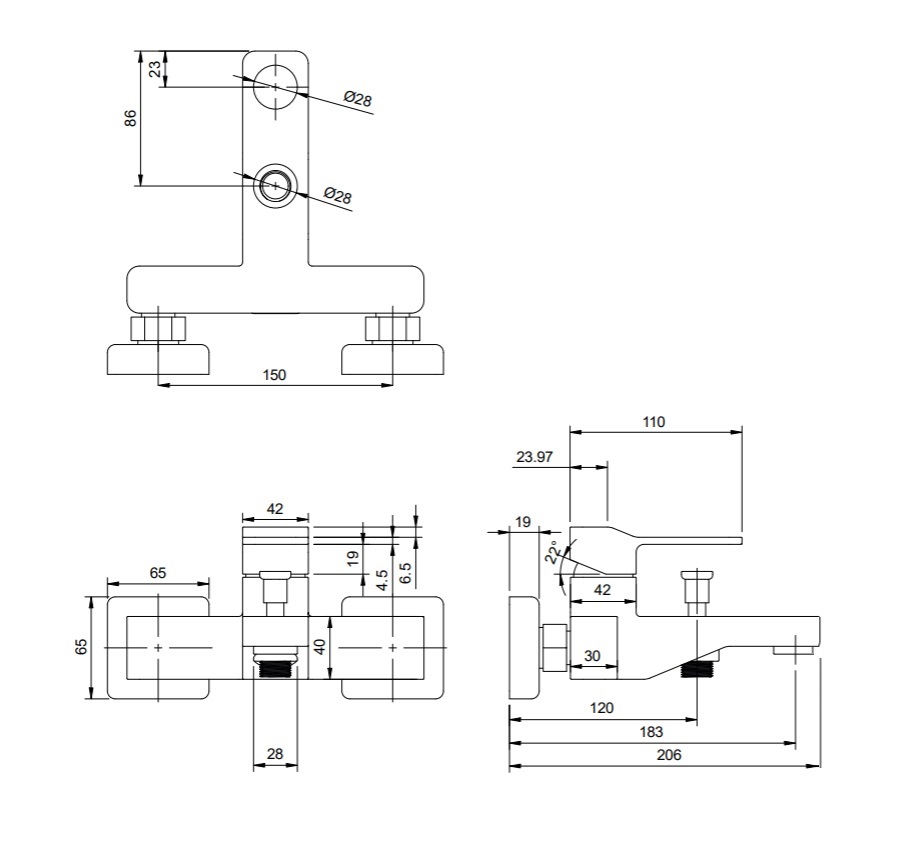Смеситель для ванны OMNIRES SLIDE SL7730CR (хром) Смеситель для ванны OMNIRES SLIDE SL7730CR (хром)