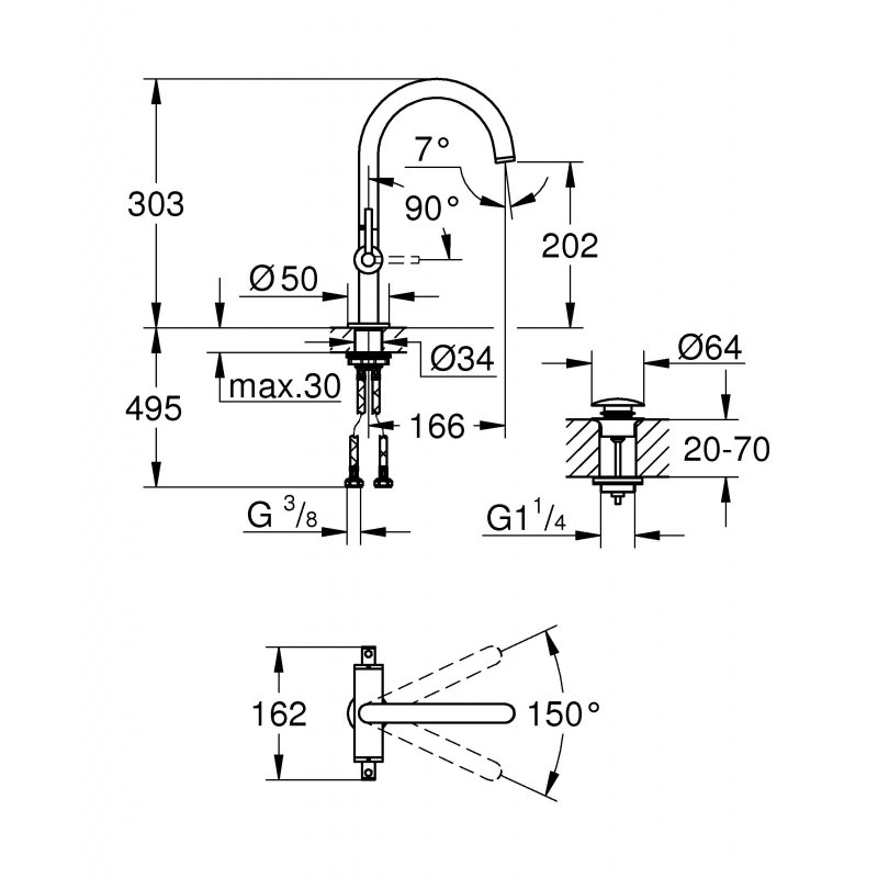 Смеситель GROHE Atrio New двухвентильный для раковины на 1 отверстие, темный графит матовый (21022AL3) Смеситель GROHE Atrio New двухвентильный для раковины на 1 отверстие, темный графит матовый (21022AL3)
