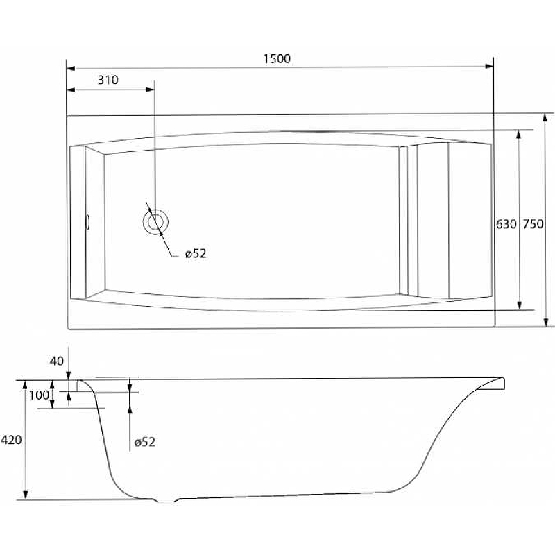 Акриловая ванна Cersanit Virgo 150х75 63352 Акриловая ванна Cersanit Virgo 150х75 63352