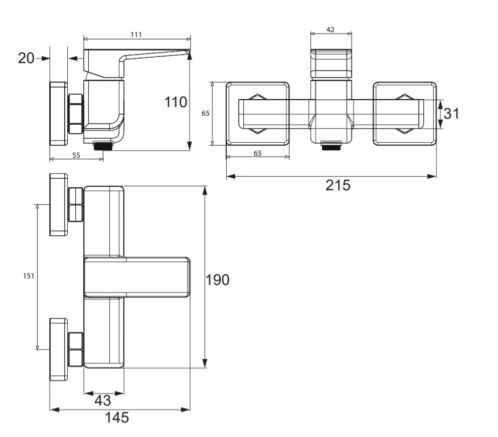 Смеситель для душа OMNIRES PARMA PM7440IN (инокс) Смеситель для душа OMNIRES PARMA PM7440IN (инокс)