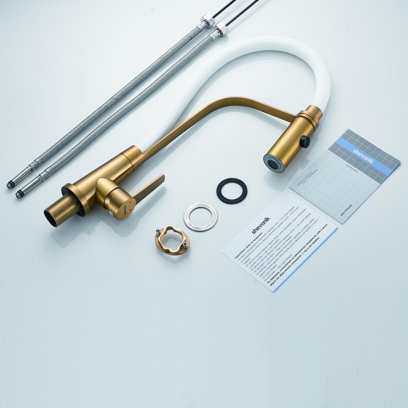 Смеситель для кухни с гибким изливом Shevanik S943 S943G-1 Смеситель для кухни с гибким изливом Shevanik S943 S943G-1