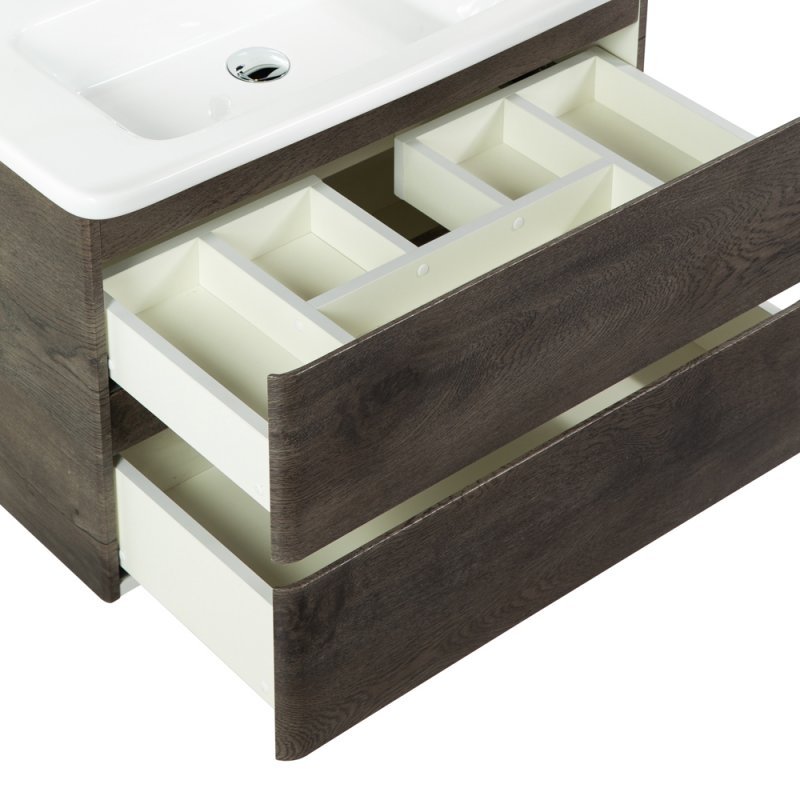 Тумба с раковиной подвесная  BelBagno ALBANO-CER 105 Rovere Vintage Bianco, раковина белая Тумба с раковиной подвесная  BelBagno ALBANO-CER 105 Rovere Vintage Bianco, раковина белая