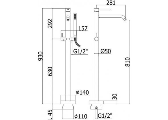 Смеситель для ванны с душем Paffoni Light LIG032NO Смеситель для ванны с душем Paffoni Light LIG032NO