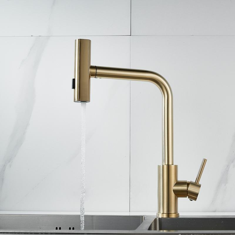 Смеситель для кухни с выдвижной лейкой Shevanik S263 S263G Смеситель для кухни с выдвижной лейкой Shevanik S263 S263G