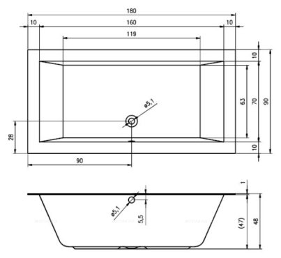 Акриловая ванна Riho Lugo Slim 180х90 B134001005