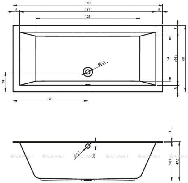Акриловая ванна RIHO LUGO VELVET 180x80  Акриловая ванна RIHO LUGO VELVET 180x80