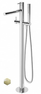 LEAF-VDP-L-SR Напольный смеситель для ванны и душа однорычажный в комплекте с ручным душем и шлангом, исполнение Sunrise LEAF-VDP-L-SR Напольный смеситель для ванны и душа однорычажный в комплекте с ручным душем и шлангом, исполнение Sunrise