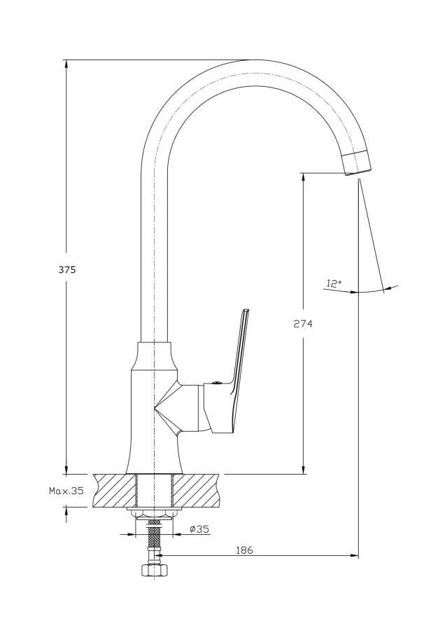 Смеситель для кухонной мойки RUSH Balearic (BA3935-22) Смеситель для кухонной мойки RUSH Balearic (BA3935-22)