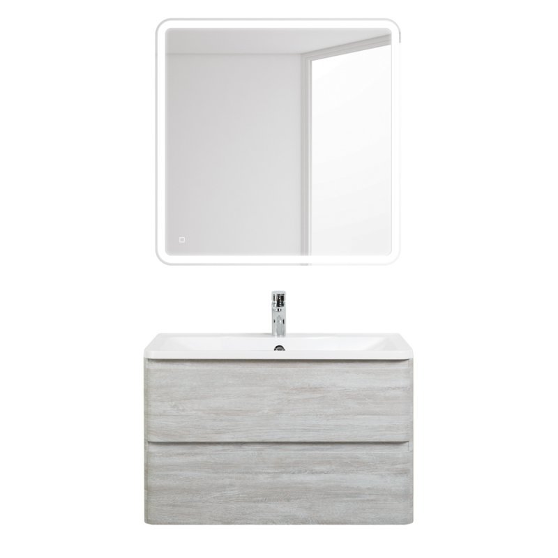 Тумба с раковиной подвесная BelBagno ALBANO 80 Rovere Nature Grigio, раковина белая Тумба с раковиной подвесная BelBagno ALBANO 80 Rovere Nature Grigio, раковина белая