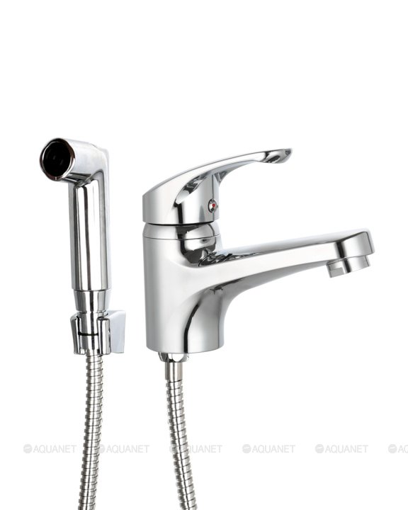 OneLife P01-022cr Полимерный смеситель для раковины с гигиеническим душем, цвет: хром OneLife P01-022cr Полимерный смеситель для раковины с гигиеническим душем, цвет: хром