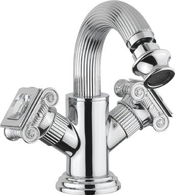 OLIMP-BS2-03/24-Sw Смеситель на биде с донным клапаном, ,золото, ручки swarowski