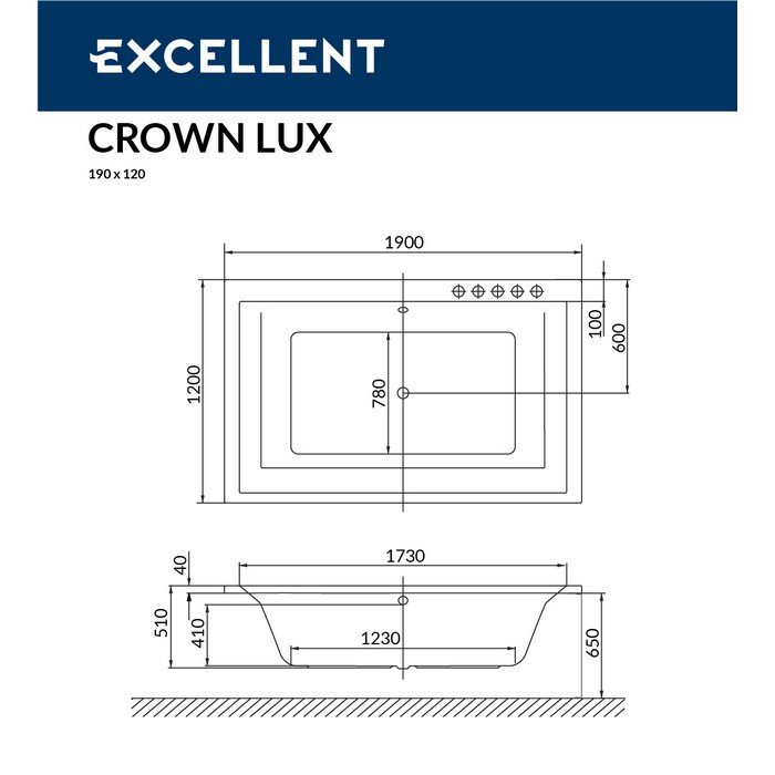 Ванна EXCELLENT Crown Lux 190x120 "ULTRA" (золото) Ванна EXCELLENT Crown Lux 190x120 "ULTRA" (золото)