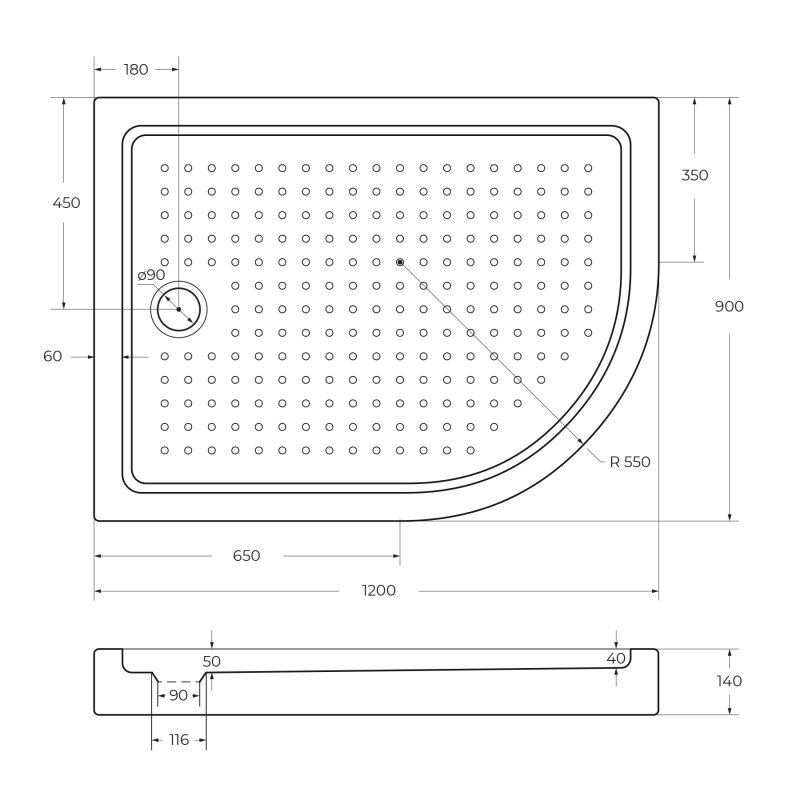Акриловый поддон CEZARES TRAY-A-RH-100/80-550-15-W-R Акриловый поддон CEZARES TRAY-A-RH-100/80-550-15-W-R