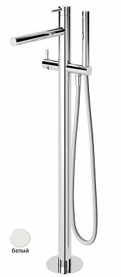 LEAF-VDP-L-BIO Напольный смеситель для ванны и душа однорычажный в комплекте с ручным душем и шлангом, исполнение Белый матовый LEAF-VDP-L-BIO Напольный смеситель для ванны и душа однорычажный в комплекте с ручным душем и шлангом, исполнение Белый матовый