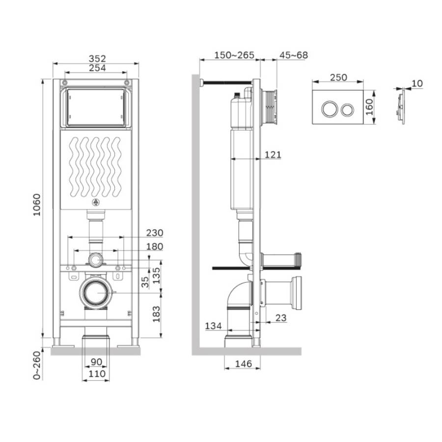 I012711.0138 ErgoFit инсталляция для подвесного унитаза с клавишей ErgoFit L пластик, черный матовый I012711.0138 ErgoFit инсталляция для подвесного унитаза с клавишей ErgoFit L пластик, черный матовый