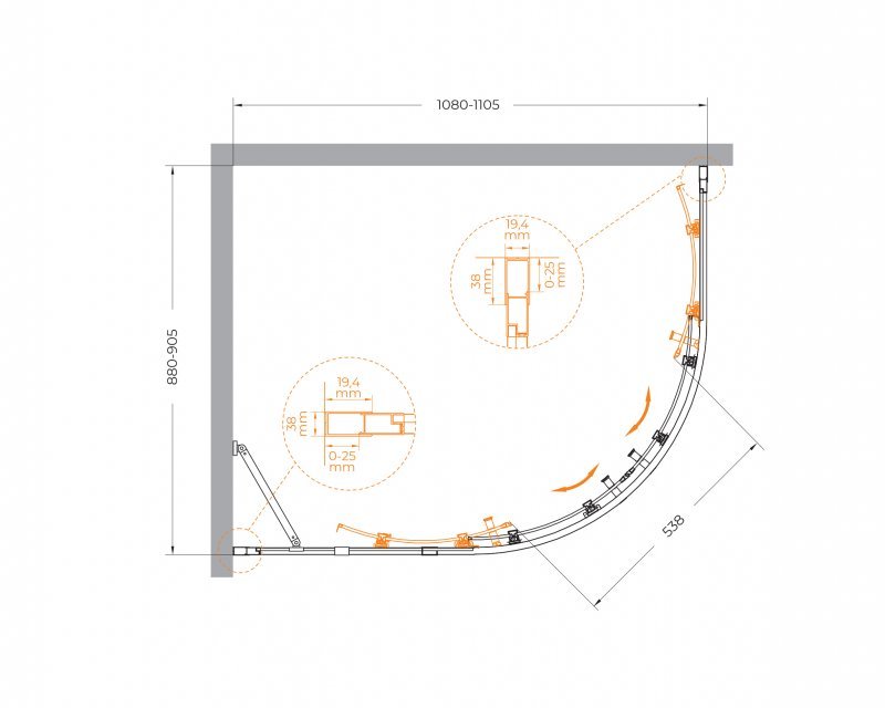 Душевой уголок CEZARES MOLVENO-RH-2 Душевой уголок CEZARES MOLVENO-RH-2