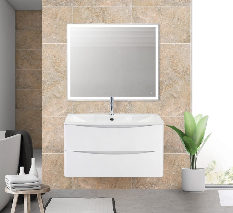 Тумба с раковиной подвесная  BelBagno ACQUA 90 Bianco Lucido, раковина белая Тумба с раковиной подвесная  BelBagno ACQUA 90 Bianco Lucido, раковина белая