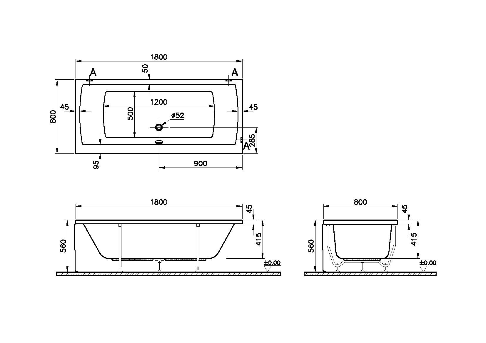 Акриловая ванна Vitra Neon 180х80 Акриловая ванна Vitra Neon 180х80