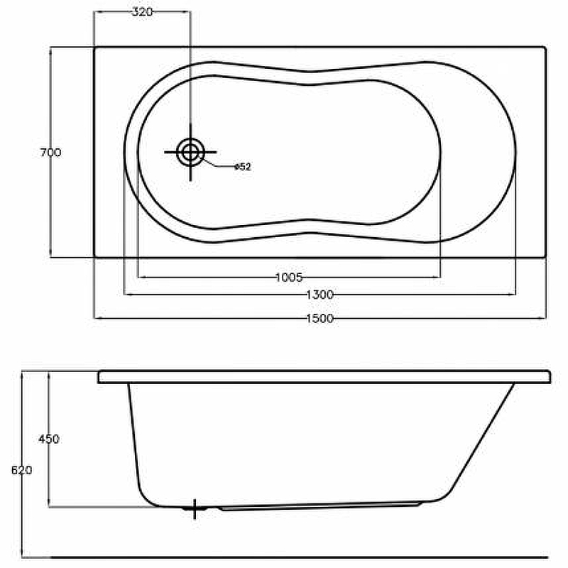 Акриловая ванна Cersanit Nike 150x70 63346 Акриловая ванна Cersanit Nike 150x70 63346