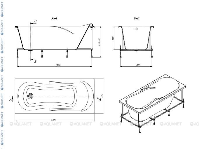 Uno акриловая ванна прямоугольная 170х75 белая Uno акриловая ванна прямоугольная 170х75 белая