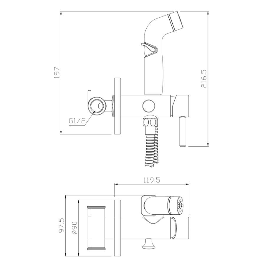Смеситель встраиваемый с гигиеническим душем BALEAR, арт. 13142BL  Смеситель встраиваемый с гигиеническим душем BALEAR, арт. 13142BL