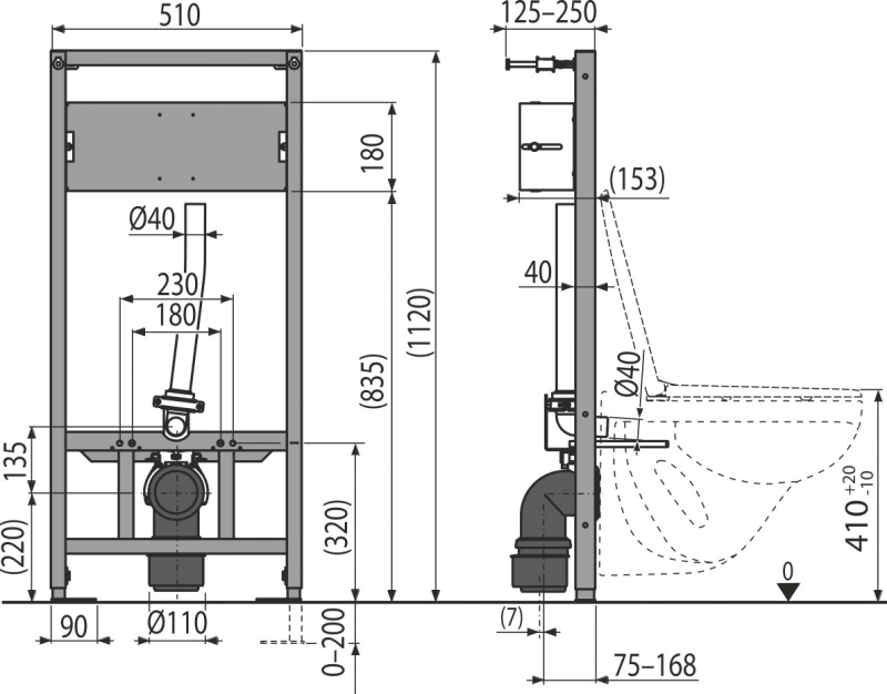 Монтажная рама для подвесного унитаза и сенсорного устройства Монтажная рама для подвесного унитаза и сенсорного устройства