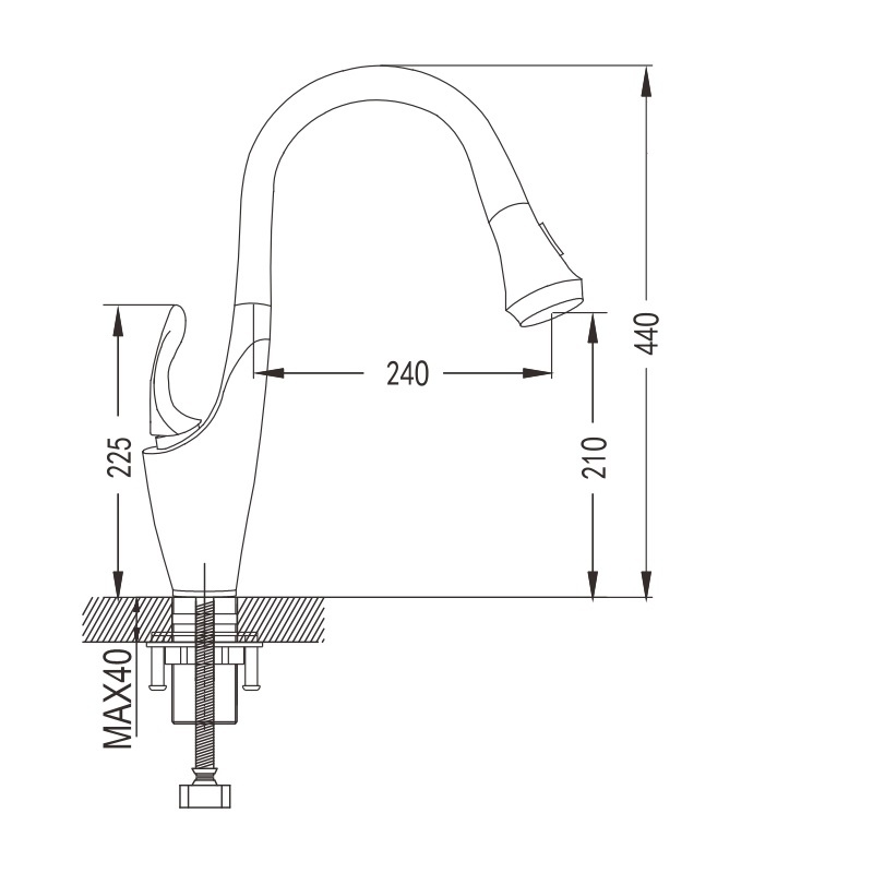 Смеситель для кухни, латунь R123H Смеситель для кухни, латунь R123H