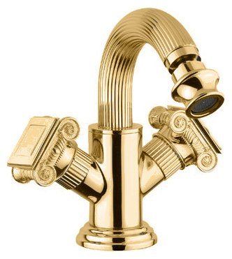 OLIMP-BS2-03/24-Sw Смеситель на биде с донным клапаном, ,золото, ручки swarowski