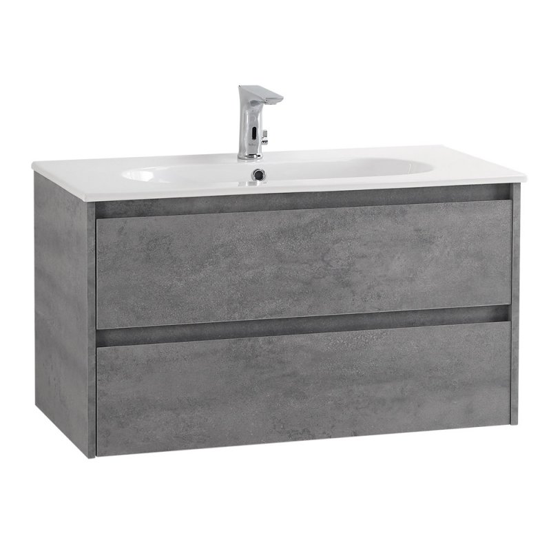 Тумба с раковиной подвесная BelBagno KRAFT 100 Cemento Grigio, раковина белая Тумба с раковиной подвесная BelBagno KRAFT 100 Cemento Grigio, раковина белая