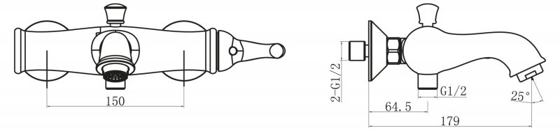 TIFFANI Смеситель для ванны и душа TIF-VASM-CRM TIFFANI Смеситель для ванны и душа TIF-VASM-CRM