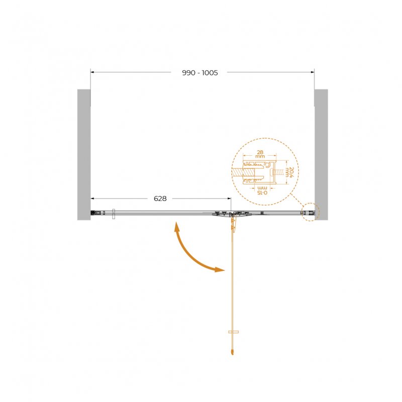 LINER-B-12-90-C-Cr-R Душевой уголок, Условный размер, мм:900x1950 Габариты с диапазоном регулировок, мм:(890-905)x1950  LINER-B-12-90-C-Cr-R Душевой уголок, Условный размер, мм:900x1950 Габариты с диапазоном регулировок, мм:(890-905)x1950