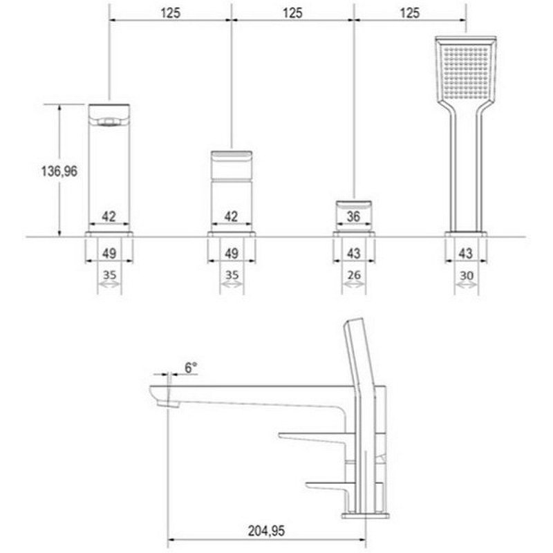 Смеситель на борт ванны OMNIRES PARMA PM7432CR (хром) Смеситель на борт ванны OMNIRES PARMA PM7432CR (хром)
