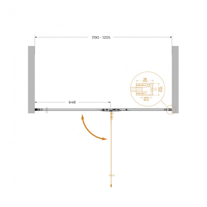 LINER-B-12-90-C-Cr-R Душевой уголок, Условный размер, мм:900x1950 Габариты с диапазоном регулировок, мм:(890-905)x1950  LINER-B-12-90-C-Cr-R Душевой уголок, Условный размер, мм:900x1950 Габариты с диапазоном регулировок, мм:(890-905)x1950