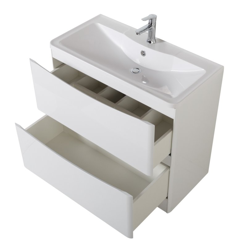 Тумба с раковиной напольная  BelBagno ACQUA 90 Bianco Lucido, раковина белая Тумба с раковиной напольная  BelBagno ACQUA 90 Bianco Lucido, раковина белая