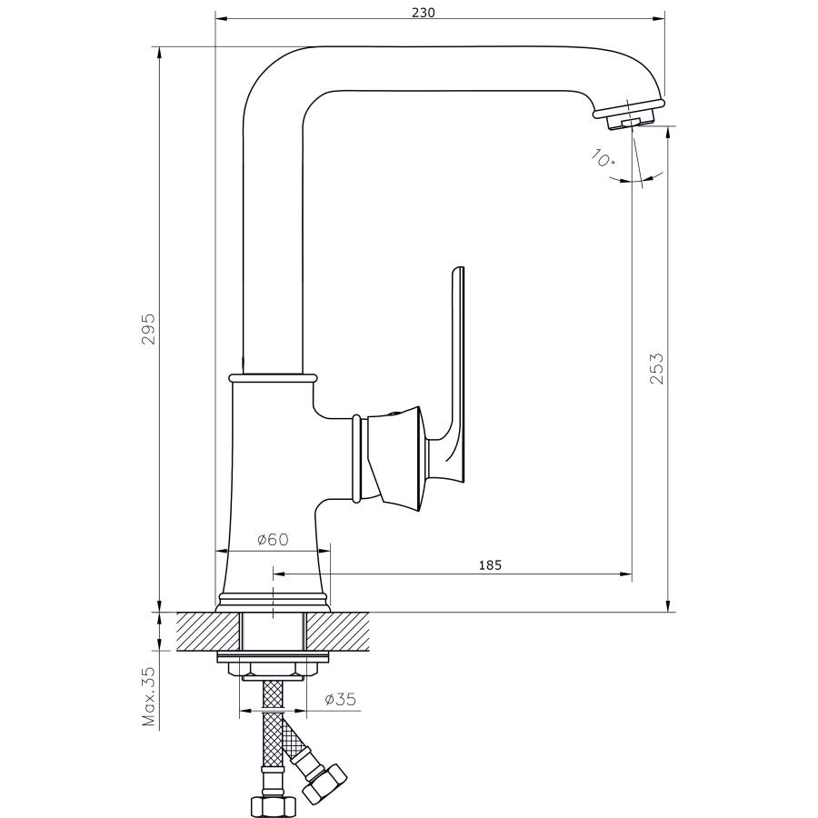Смеситель для кухонной мойки  RUSH Flores (FL0835-22) Смеситель для кухонной мойки  RUSH Flores (FL0835-22)