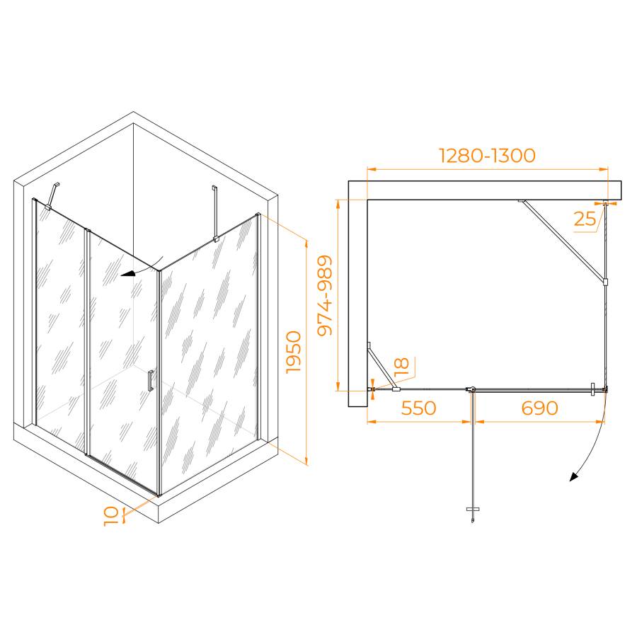 Душевой уголок RGW LE-044 (LE-004+Z-14) 1300x1000 Душевой уголок RGW LE-044 (LE-004+Z-14) 1300x1000