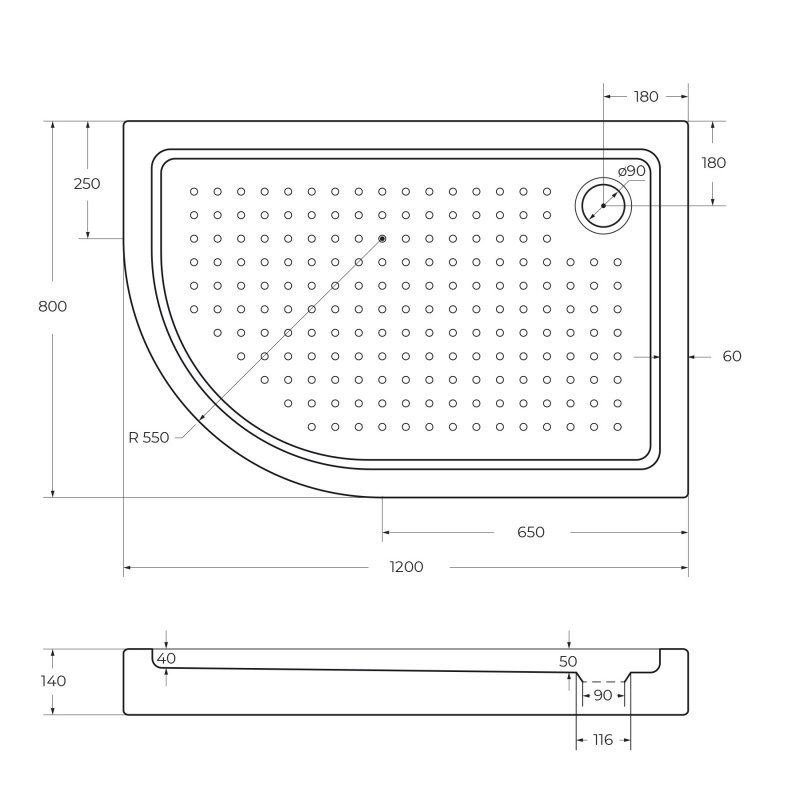 Акриловый поддон CEZARES TRAY-A-RH-100/80-550-15-W-R Акриловый поддон CEZARES TRAY-A-RH-100/80-550-15-W-R