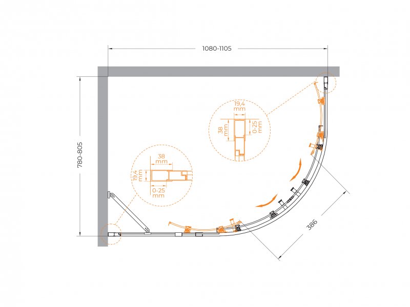 Душевой уголок CEZARES MOLVENO-RH-2 Душевой уголок CEZARES MOLVENO-RH-2