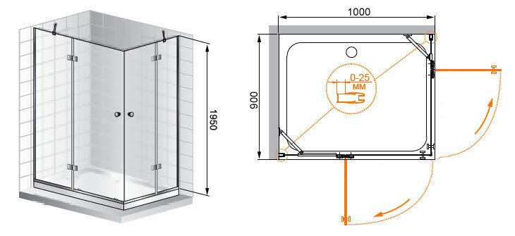 VERONA-W-AH-2-120/100-P-Cr-L Душевой уголок VERONA-W-AH-2-120/100-P-Cr-L Душевой уголок