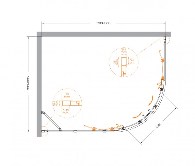 Душевой уголок CEZARES MOLVENO-RH-2 Душевой уголок CEZARES MOLVENO-RH-2