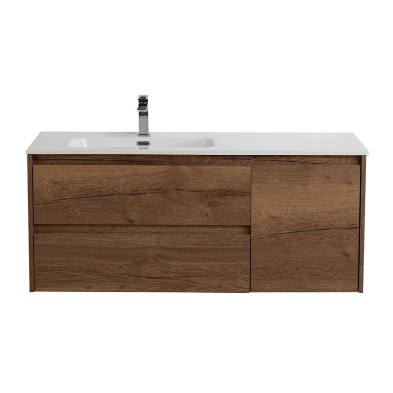 Тумба с раковиной подвесная с двумя ящиками и одной дверцей BelBagno KRAFT 100 Rovere Nebrasca Nature правая, раковина белая Тумба с раковиной подвесная с двумя ящиками и одной дверцей BelBagno KRAFT 100 Rovere Nebrasca Nature правая, раковина белая