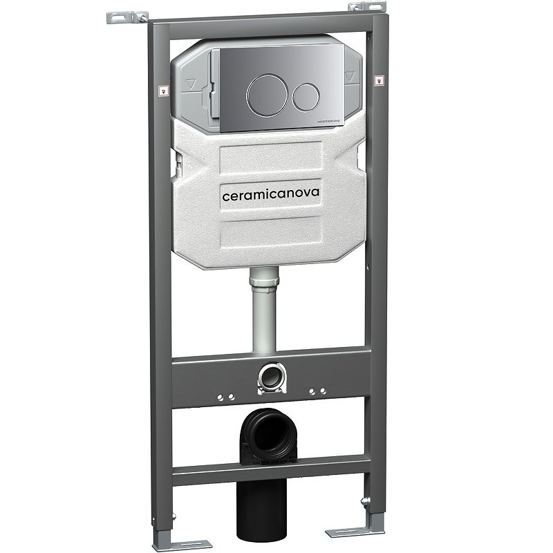 Система инсталляции для унитазов CERAMICANOVA Envision с кнопкой смыва Round цвет хром матовый и креплениями, арт. CN1001M Система инсталляции для унитазов CERAMICANOVA Envision с кнопкой смыва Round цвет хром матовый и креплениями, арт. CN1001M