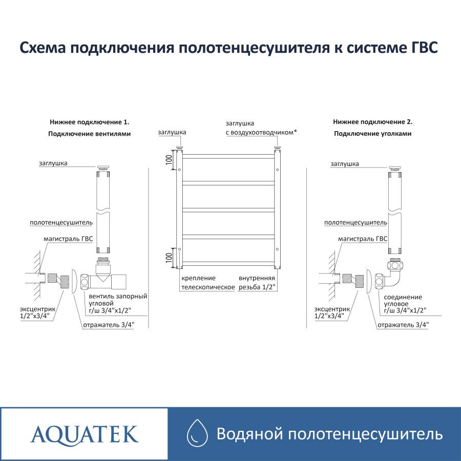 Полотенцесушитель водяной Aquatek (Акватек) Альтаир П16 500х1100 мм, подключение нижнее/диагональное, сверхпрочная пищевая нержавеющая сталь AISI 304L, гарантия 10 лет Полотенцесушитель водяной Aquatek (Акватек) Альтаир П16 500х1100 мм, подключение нижнее/диагональное, сверхпрочная пищевая нержавеющая сталь AISI 304L, гарантия 10 лет