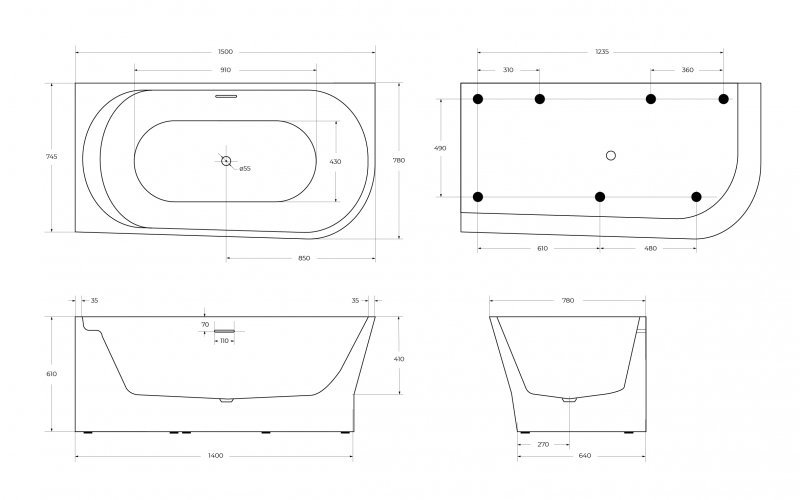 Акриловая ванна BELBAGNO BB410-1700-780-L Акриловая ванна BELBAGNO BB410-1700-780-L